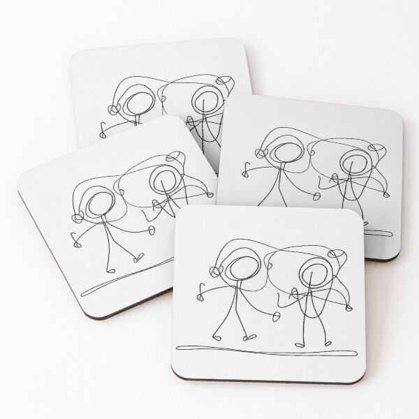 Item preview, Minimalist Line Art of Two Kids Playing for Tshirt and Sticker designed and sold by DafGole.