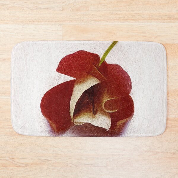 Item preview, Red fuchsia flower on a white background. Created entirely using lines. designed and sold by janesg.