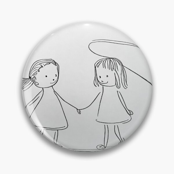 Artikelvorschau, Minimalist Line Art of Two Girls Playing for Tshirt and Sticker entworfen und verkauft von DafGole.