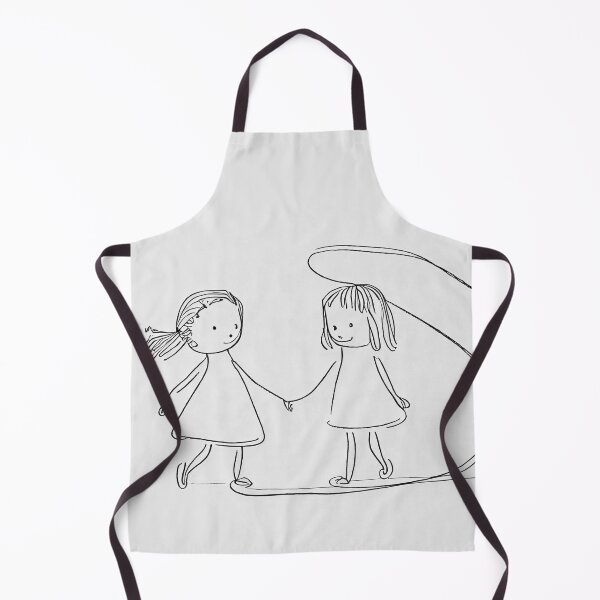 Aperçu de l'œuvre Minimalist Line Art of Two Girls Playing for Tshirt and Sticker créée et vendue par DafGole.