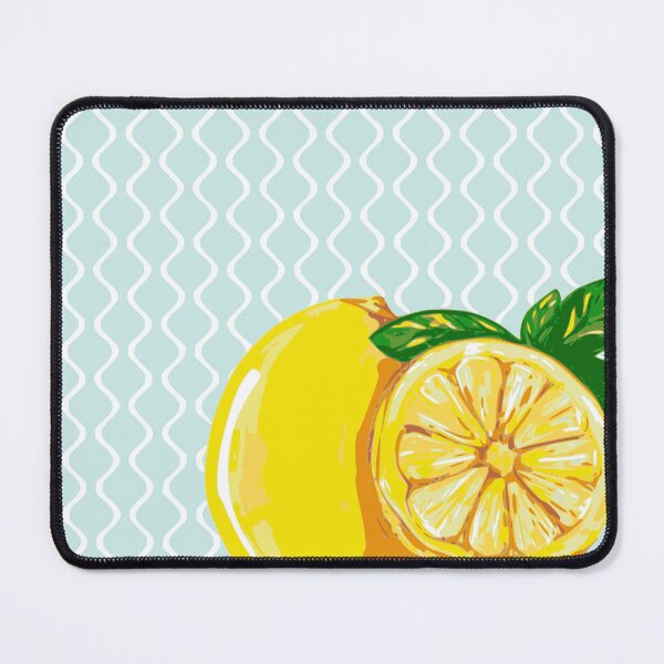 Item preview, French Style Lemons / Citrons on a Square Blue Wave Background designed and sold by Creation Station Boutique USA.