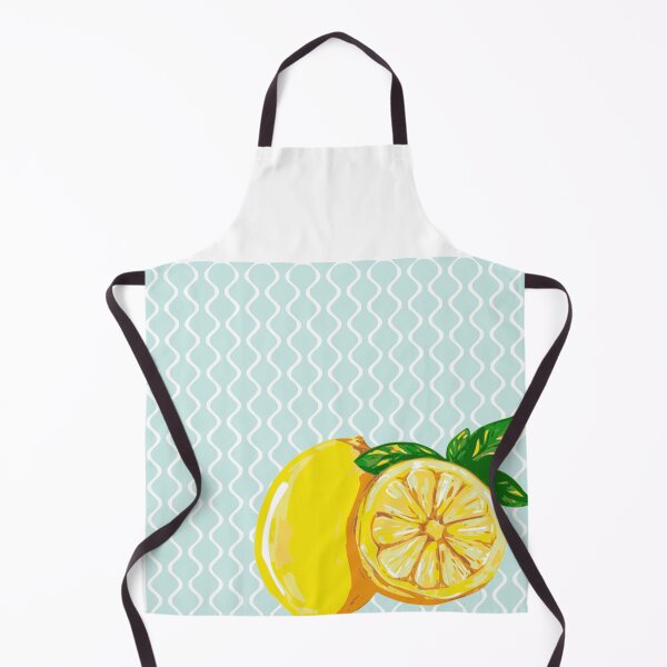 Item preview, French Style Lemons / Citrons on a Square Blue Wave Background designed and sold by Creation Station Boutique USA.
