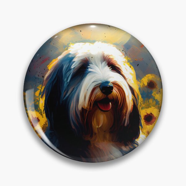 Artikelvorschau, Bearded Collie Sunflower Painting Adorable Dog entworfen und verkauft von rafaeltto.
