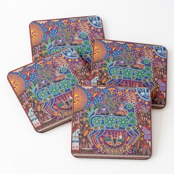 Item preview, blue deer huichol mexican art designed and sold by aramara-huichol.