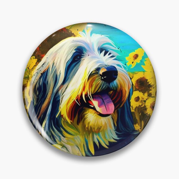 Artikelvorschau, Bearded Collie Sunflower Painting Adorable Dog entworfen und verkauft von rafaeltto.