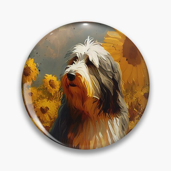 Artikelvorschau, Bearded Collie Sunflower Painting Adorable Dog entworfen und verkauft von rafaeltto.