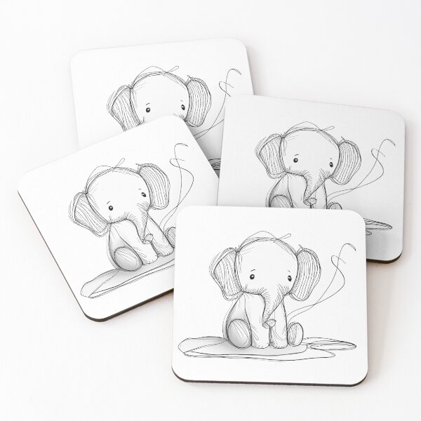 Item preview, Minimalist Line Art of Baby Elephant for Tshirt and Sticker designed and sold by DafGole.