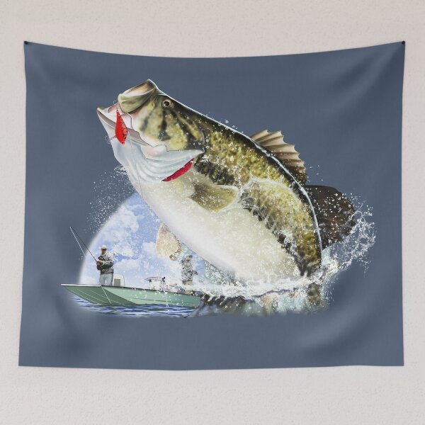 Item preview, Hooked Bigmouth Bass Fighting Angler designed and sold by Color4Nature.