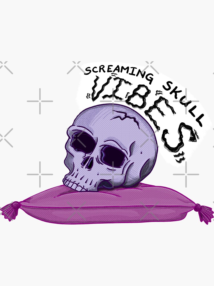 Thumbnail 3 of 3, Sticker, Screaming Skull Vibes designed and sold by softnosferatu.