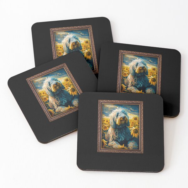 Item preview, Bergamasco Sheepdog Sunflower Painting Adorable Dog designed and sold by rafaeltto.