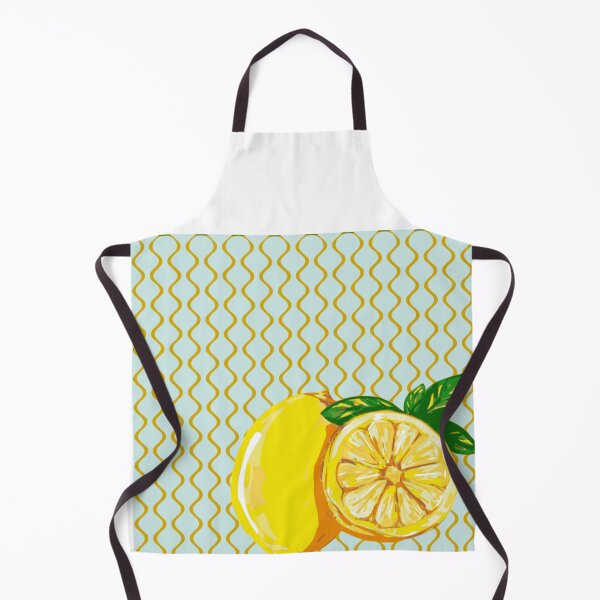 Item preview, French Style Lemons / Citrons on a Square Blue and Gold Wave Background designed and sold by Creation Station Boutique USA.