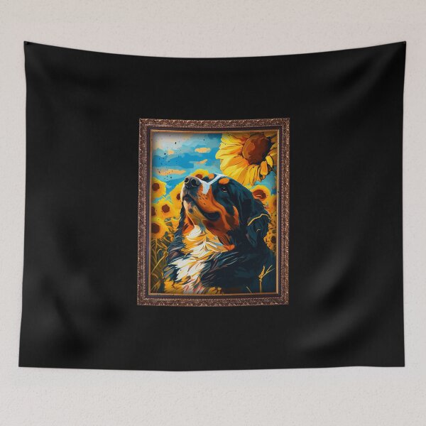 Item preview, Bernese Mountain Sunflower Painting Adorable Dog designed and sold by rafaeltto.