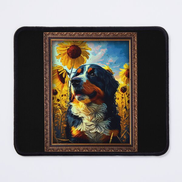Item preview, Bernese Mountain Sunflower Painting Adorable Dog designed and sold by rafaeltto.