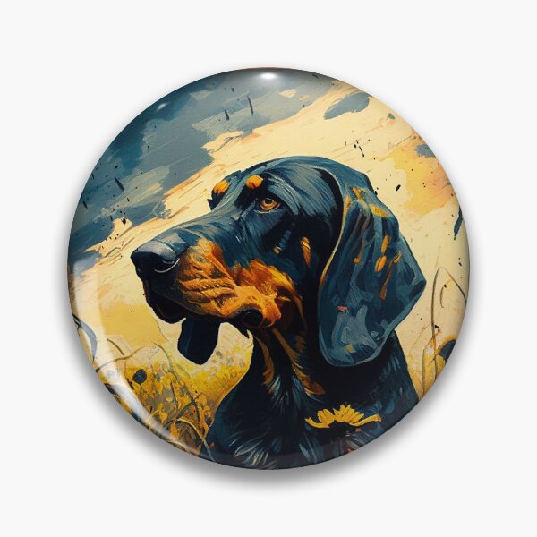 Artikelvorschau, Black and Tan Coonhound Sunflower Painting Adorable Dog entworfen und verkauft von rafaeltto.