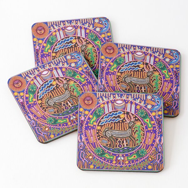 Item preview, Deer and shaman mexican huichol wixarika designed and sold by aramara-huichol.