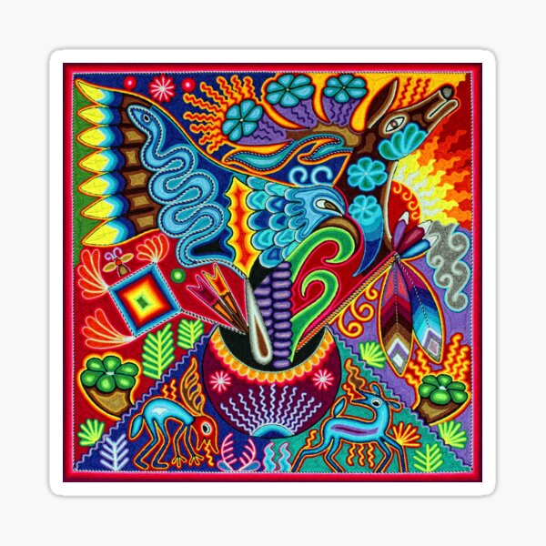 Vista previa del artículo con la obra «Venado y aguila huichol mexicano wixarika», diseñado y vendido por aramara-huichol.