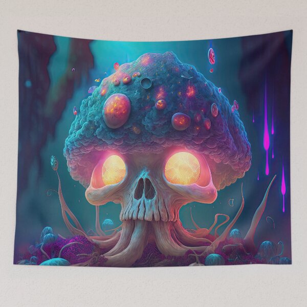 Artikelvorschau, Glühender Trippy-Schädel-Pilz entworfen und verkauft von SeedDesign.