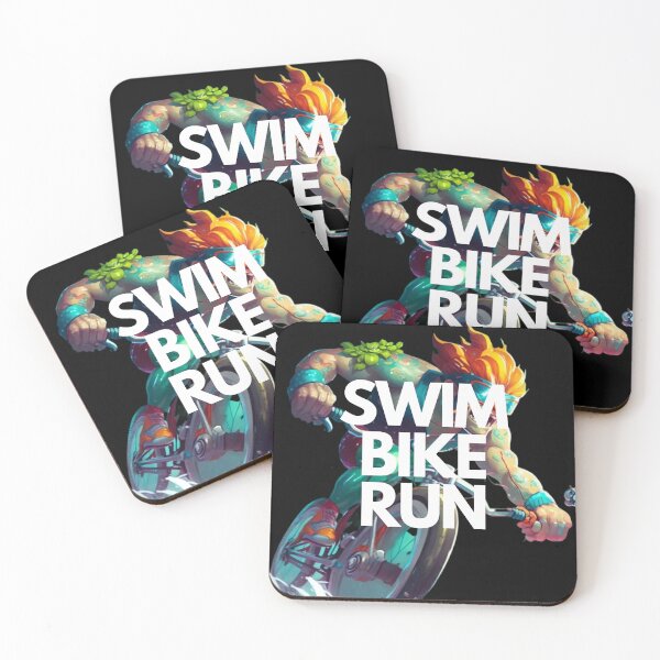 Item preview, Swim Bike Run Triathlon White on Black Clowncore, Frogcore, top-down, 2d platformer, Cinematic, gameart, multicoloured colors designed and sold by Triathlongram.