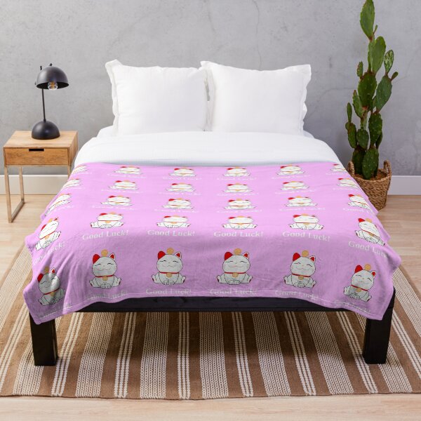 Item preview, Good luck Maneki Neko cat on pink designed and sold by QuirkyCatz.