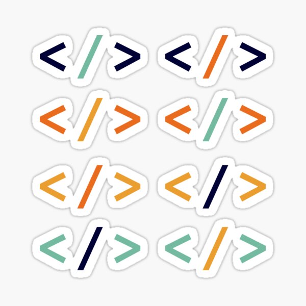 HTML markup orange and blue Sticker