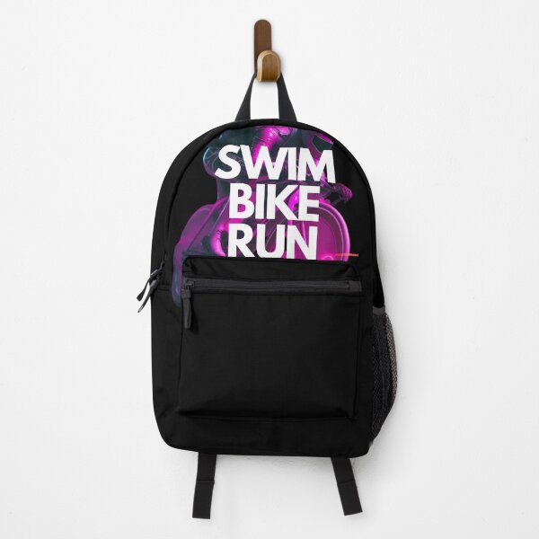 Item preview, Swim Bike Run Triathlon White on Black Arts and Crafts Movement, Futago, portrait, Substance 3D, Motion blur, game item, hot pink magenta colors designed and sold by Triathlongram.