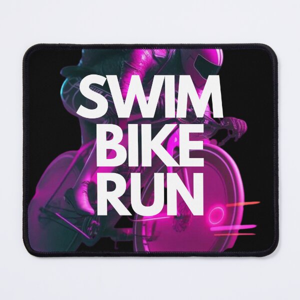 Item preview, Swim Bike Run Triathlon White on Black Arts and Crafts Movement, Futago, portrait, Substance 3D, Motion blur, game item, hot pink magenta colors designed and sold by Triathlongram.