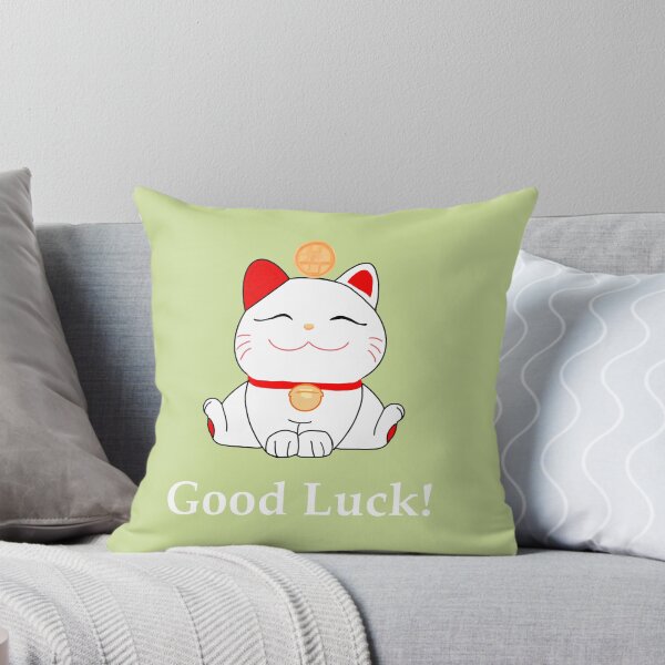 Item preview, Good luck Maneki Neko cat on green designed and sold by QuirkyCatz.