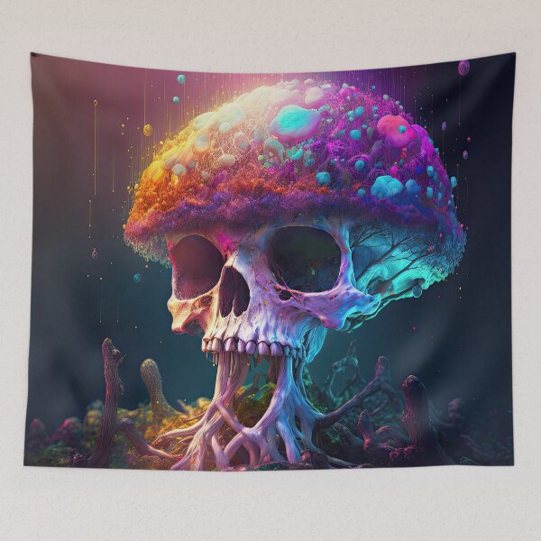Artikelvorschau, Glühender Trippy-Schädel-Pilz entworfen und verkauft von SeedDesign.