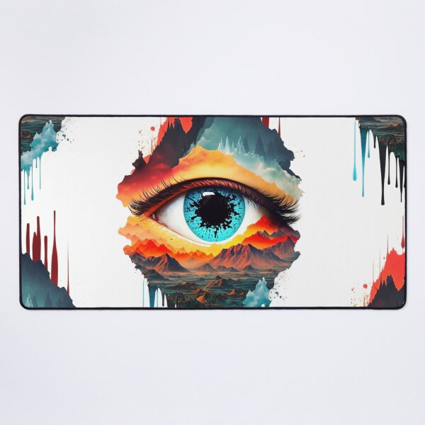 Item preview, Surrealist eye painting with mountains! designed and sold by artra-shop.