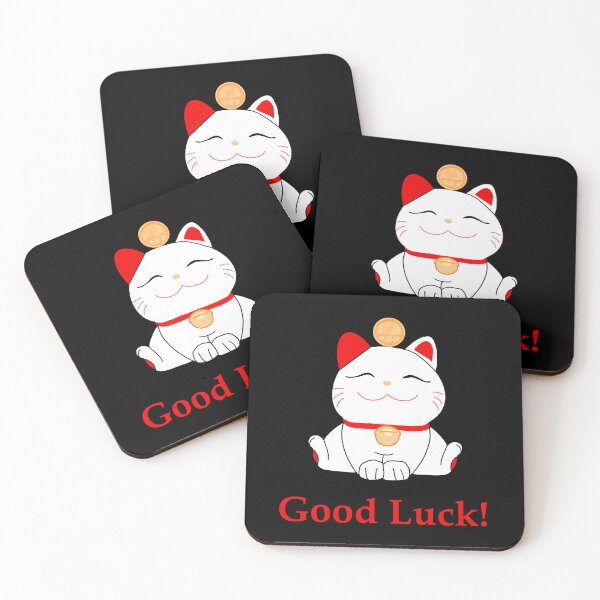 Item preview, Good luck Maneki Neko cat on black  designed and sold by QuirkyCatz.