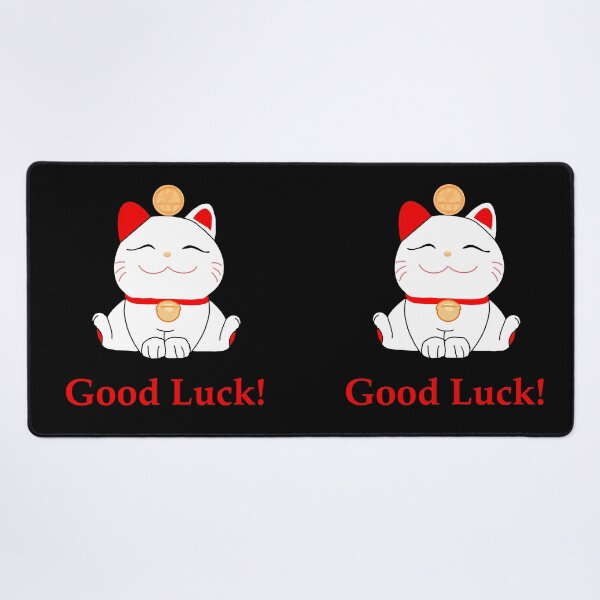 Item preview, Good luck Maneki Neko cat on black designed and sold by QuirkyCatz.