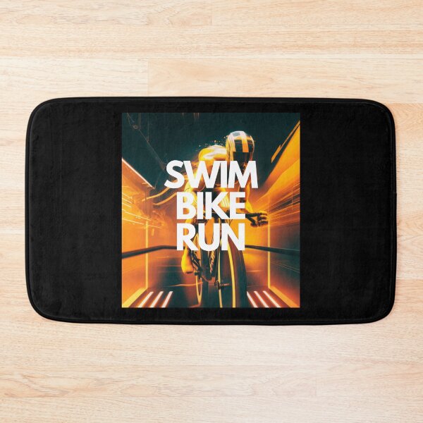 Item preview, Swim Bike Run Triathlon White on Black Arcade, Futurism, face shot, Unreal Engine rendering, High contrast designed and sold by Triathlongram.