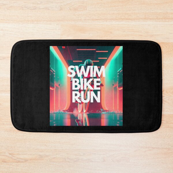 Item preview, Swim Bike Run Triathlon White on Black Arcade, Futurism, Metalheart, infrared lighting, Unreal Engine rendering, High contrast designed and sold by Triathlongram.