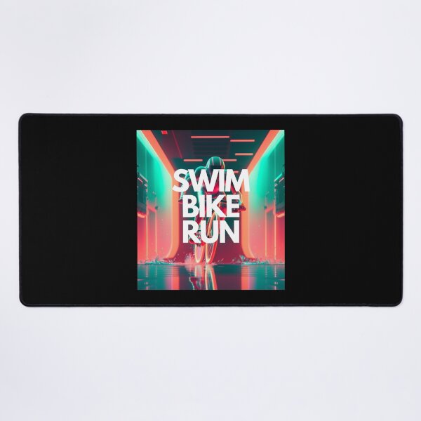 Item preview, Swim Bike Run Triathlon White on Black Arcade, Futurism, Metalheart, infrared lighting, Unreal Engine rendering, High contrast designed and sold by Triathlongram.