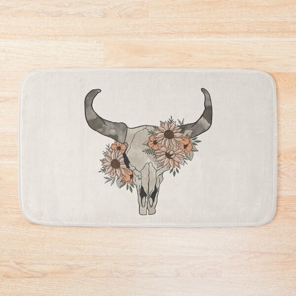 Item preview, Western Cow Bull Horns Skull with Sunflowers designed and sold by l-n-designs.