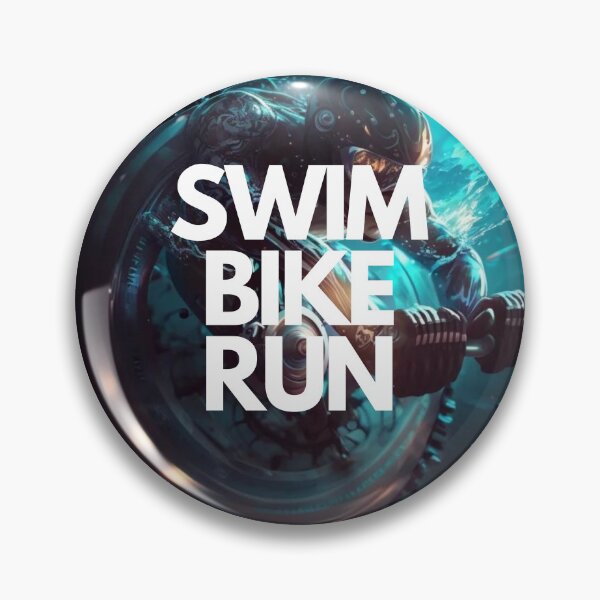Item preview, Swim Bike Run Triathlon White on Black Clockpunk, illustration, wide-angle, Substance 3D, 100mm, Virtual reality designed and sold by Triathlongram.