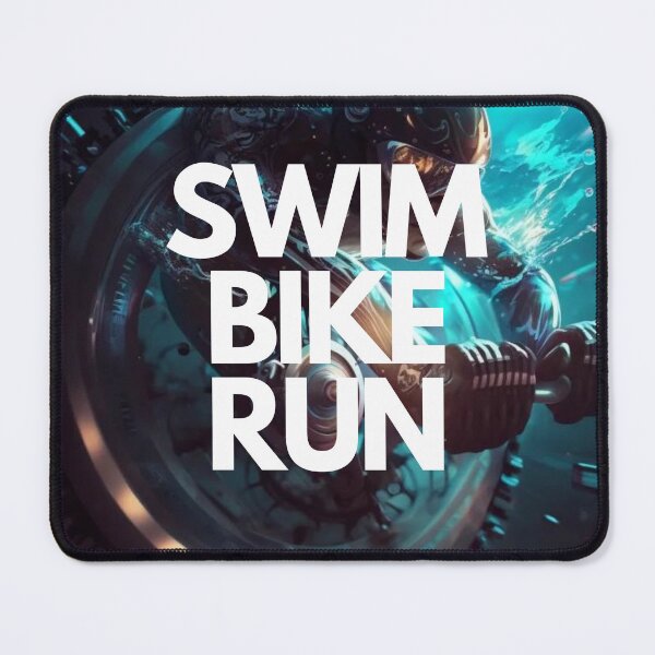 Item preview, Swim Bike Run Triathlon White on Black Clockpunk, illustration, wide-angle, Substance 3D, 100mm, Virtual reality designed and sold by Triathlongram.