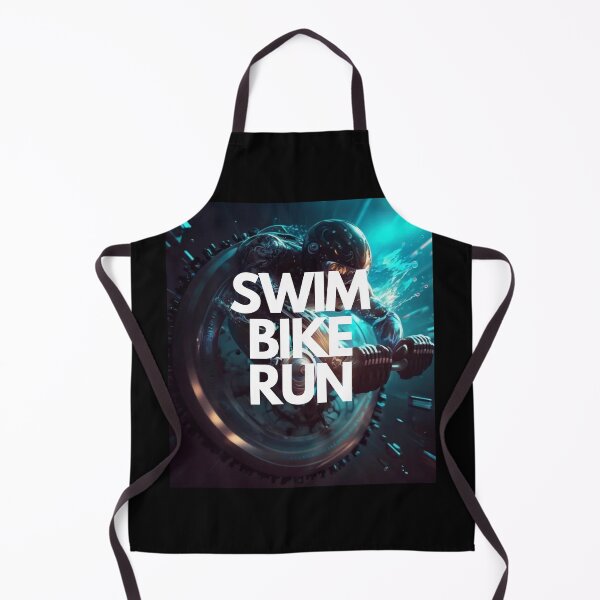 Item preview, Swim Bike Run Triathlon White on Black Clockpunk, illustration, wide-angle, Substance 3D, 100mm, Virtual reality designed and sold by Triathlongram.