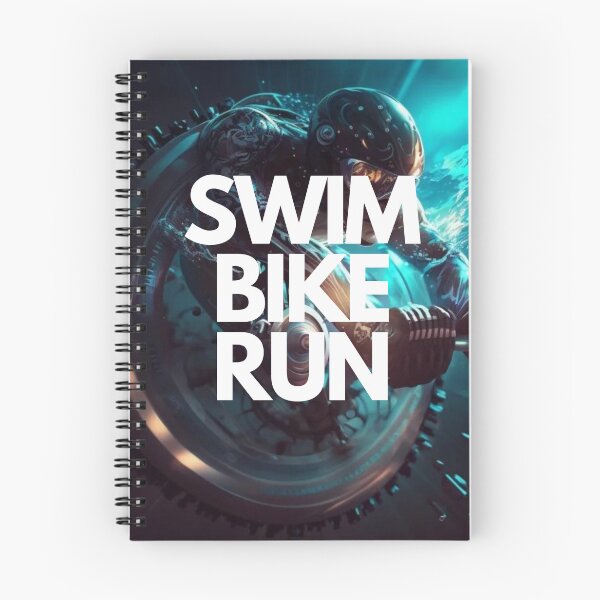 Item preview, Swim Bike Run Triathlon White on Black Clockpunk, illustration, wide-angle, Substance 3D, 100mm, Virtual reality designed and sold by Triathlongram.