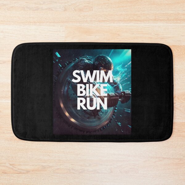 Item preview, Swim Bike Run Triathlon White on Black Clockpunk, illustration, wide-angle, Substance 3D, 100mm, Virtual reality designed and sold by Triathlongram.