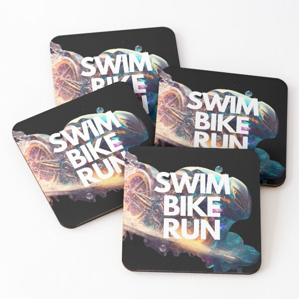 Item preview, Swim Bike Run Triathlon White on Black Cyber Fairy Grunge, Ghostcore, wide-angle, Cinema4D rendering designed and sold by Triathlongram.