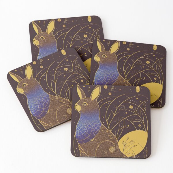 Item preview, Golden Brown Festive Easter Eggs Easter Bunny Spring Flowers Pastel Version 1 designed and sold by DreamingAwake1.
