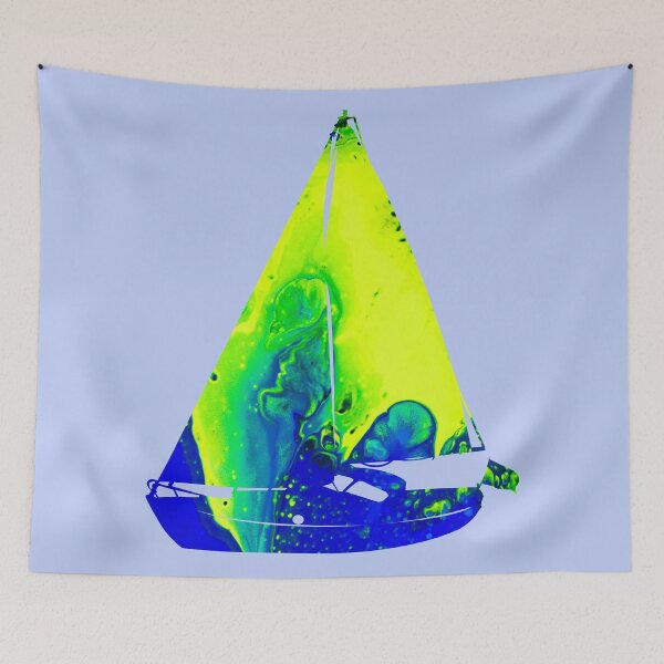 Item preview, Azure Isles Sailing - Original Fluid Acrylic Abstract Painting designed and sold by lumino-one.