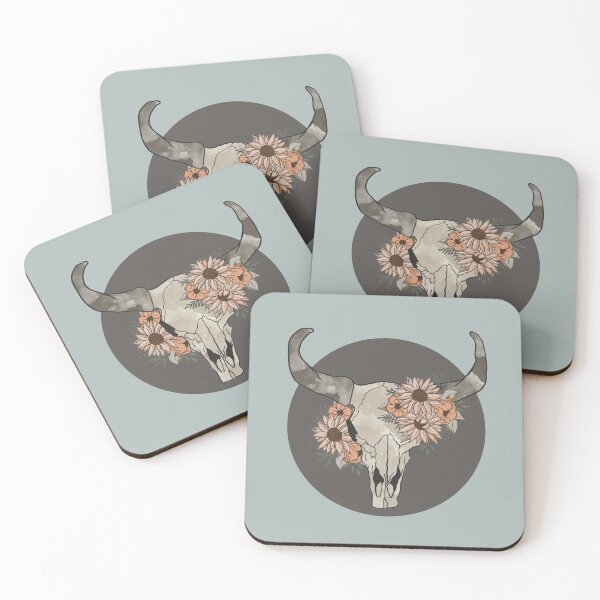 Item preview, Western Steer Skull with Sunflowers designed and sold by l-n-designs.