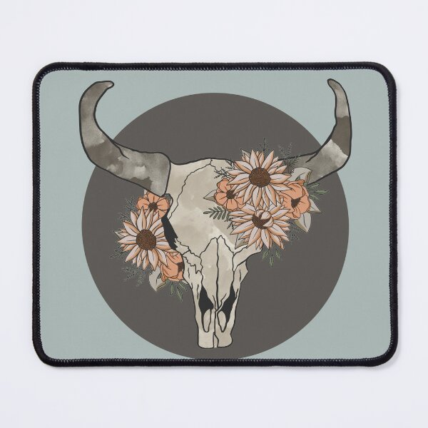 Item preview, Western Steer Skull with Sunflowers designed and sold by l-n-designs.