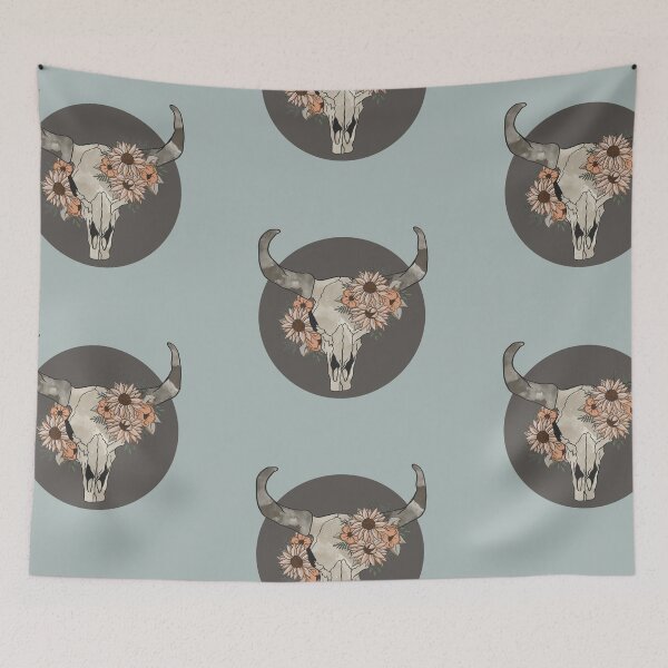 Item preview, Western Steer Skull with Sunflowers designed and sold by l-n-designs.