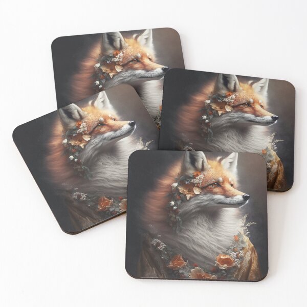 Item preview, Portrait of Red Fox Wearing a Beautiful Dress and Flowers. AI generated Illustration. designed and sold by svetlanna.