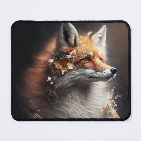 Item preview, Portrait of Red Fox Wearing a Beautiful Dress and Flowers. AI generated Illustration. designed and sold by svetlanna.