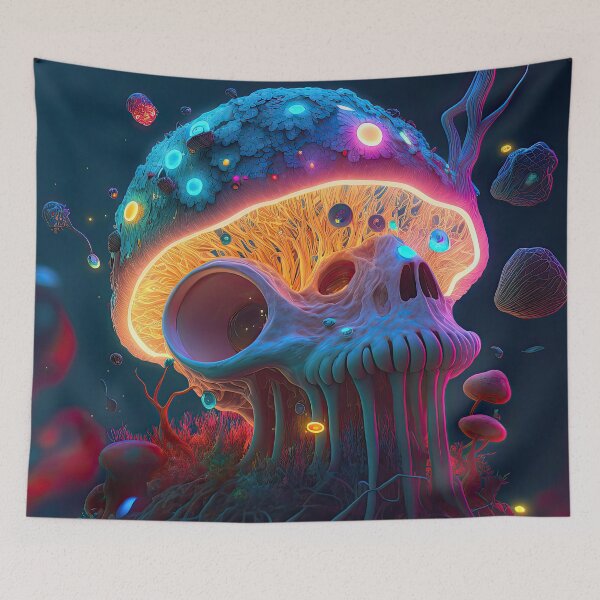 Artikelvorschau, Glühender Trippy-Schädel-Pilz entworfen und verkauft von SeedDesign.