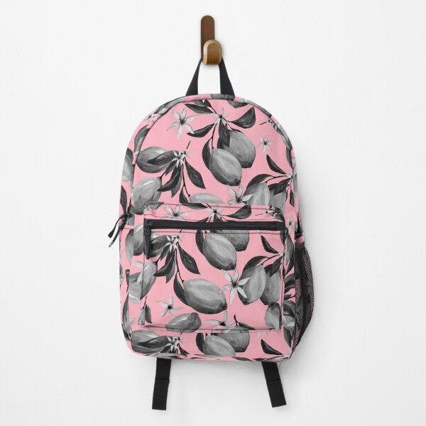 Item preview, Black and white lemon pattern on pink designed and sold by pinkyfish1010.